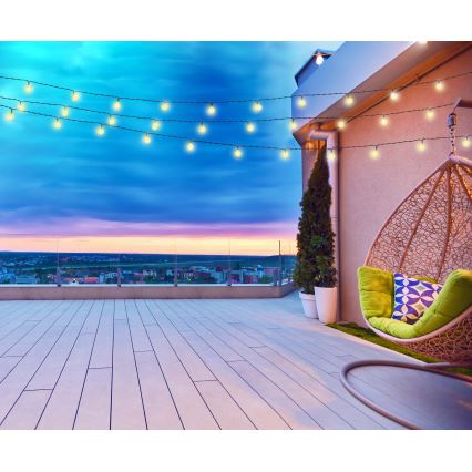 Grundig - Łańcuch solarny LED 100xLED/8 funkcji 16,85 m ciepła biel