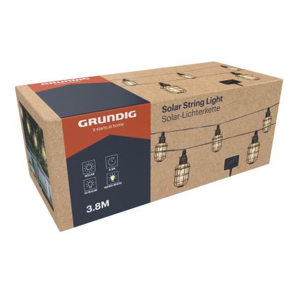 Grundig - LED Łańcuch solarny 10xLED 3,8m IP44 ciepła biel