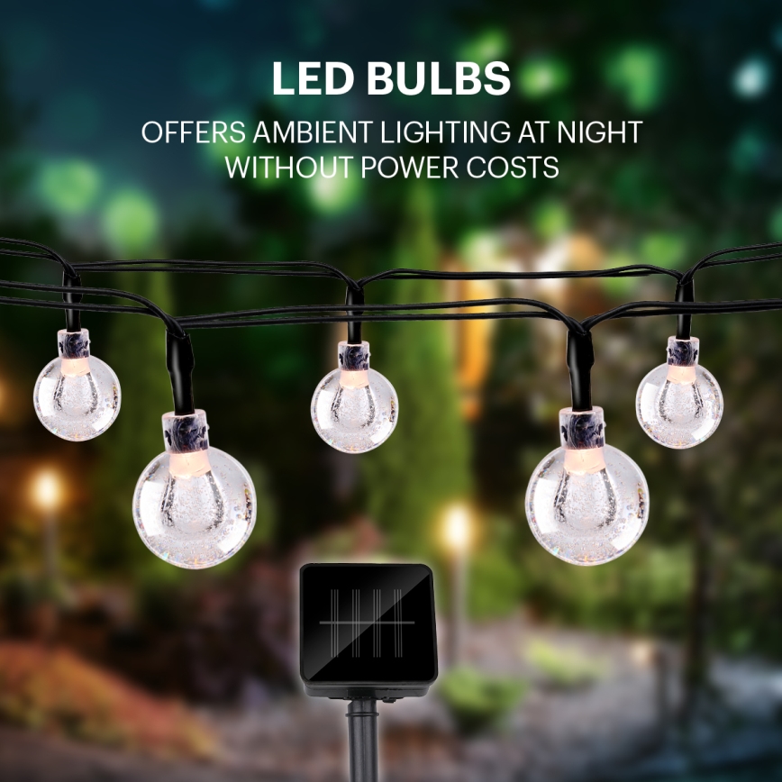 Grundig - LED Łańcuch solarny 50xLED/8 funkcji 6,9m ciepła biel