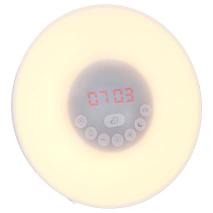 Grundig - LED RGB Ściemniana lampka nocna z budzikiem i radiem FM LED/5V/3xAAA