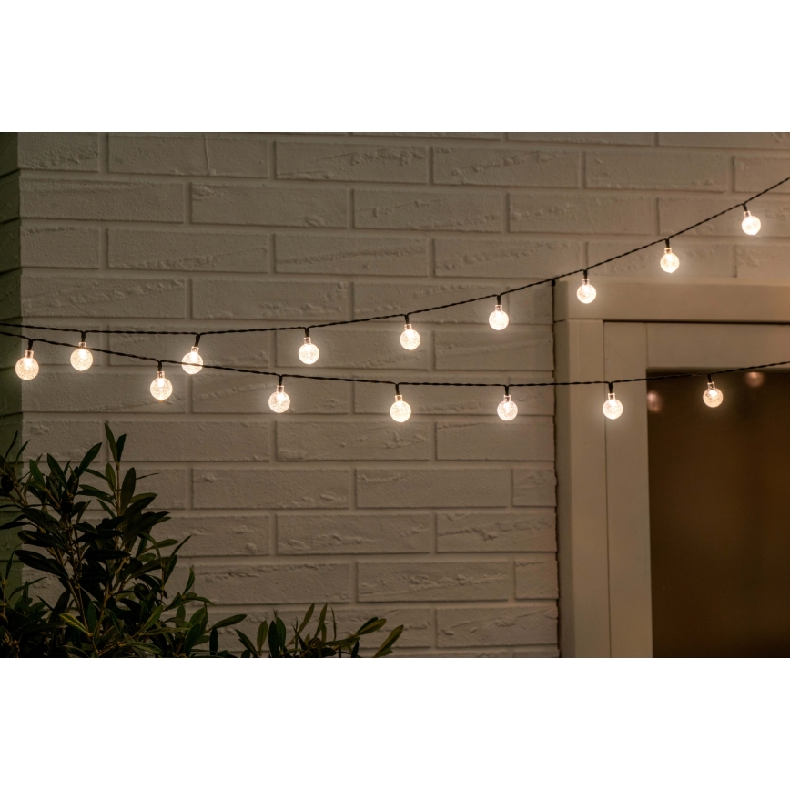 Grundig - LED Ściemnialny łańcuch solarny 50xLED/8 funkcji 9,35m IP44 ciepła biel + pilot zdalnego sterowania