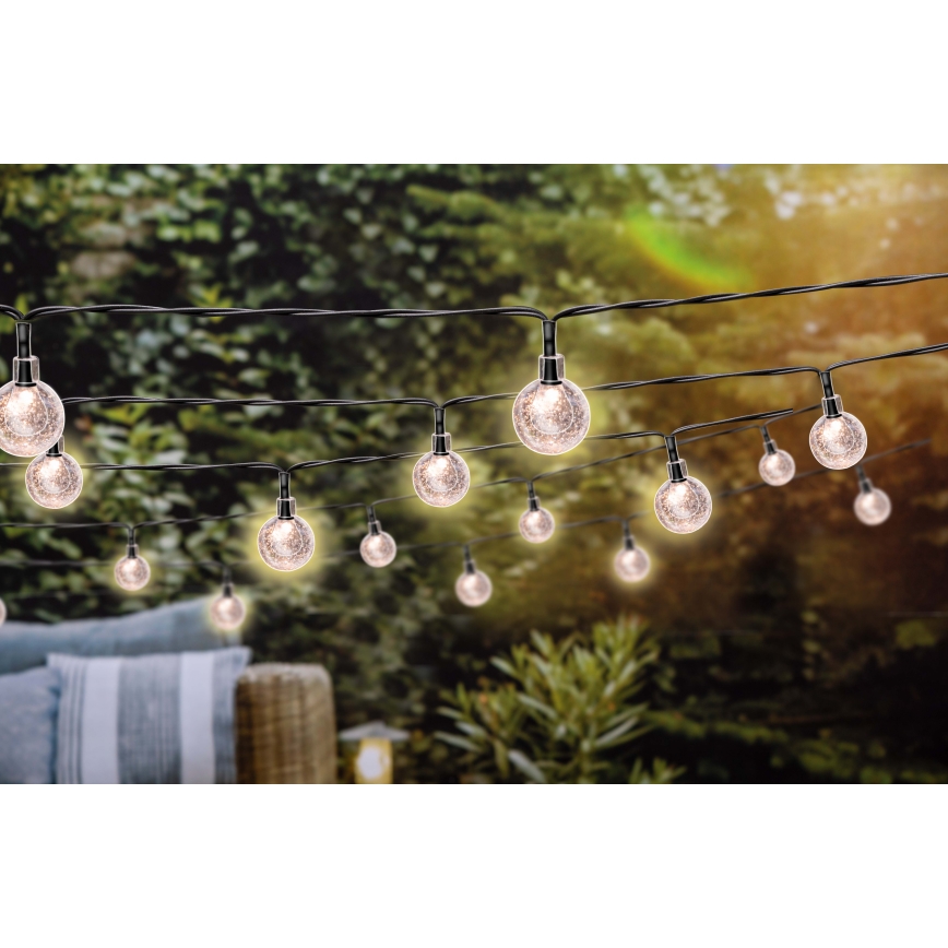 Grundig - LED Ściemnialny łańcuch solarny 50xLED/8 funkcji 9,35m IP44 ciepła biel + pilot zdalnego sterowania