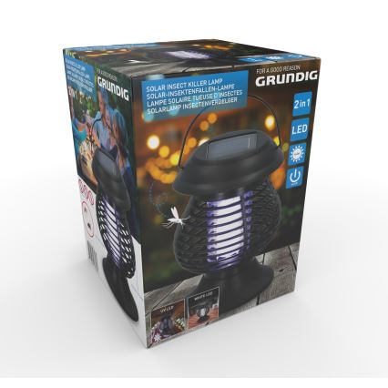 Grundig - LED UV Lampa solarna z pułapką na owady LED/1W/1,2V IPX4