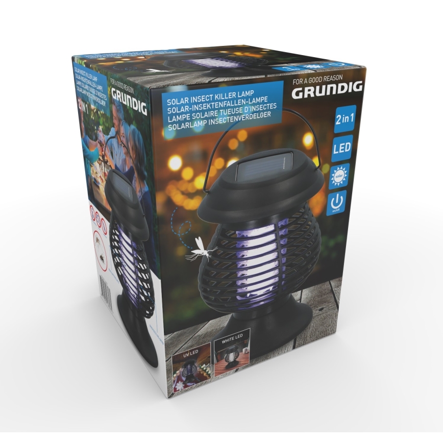 Grundig - LED UV Lampa solarna z pułapką na owady LED/1W/1,2V IPX4