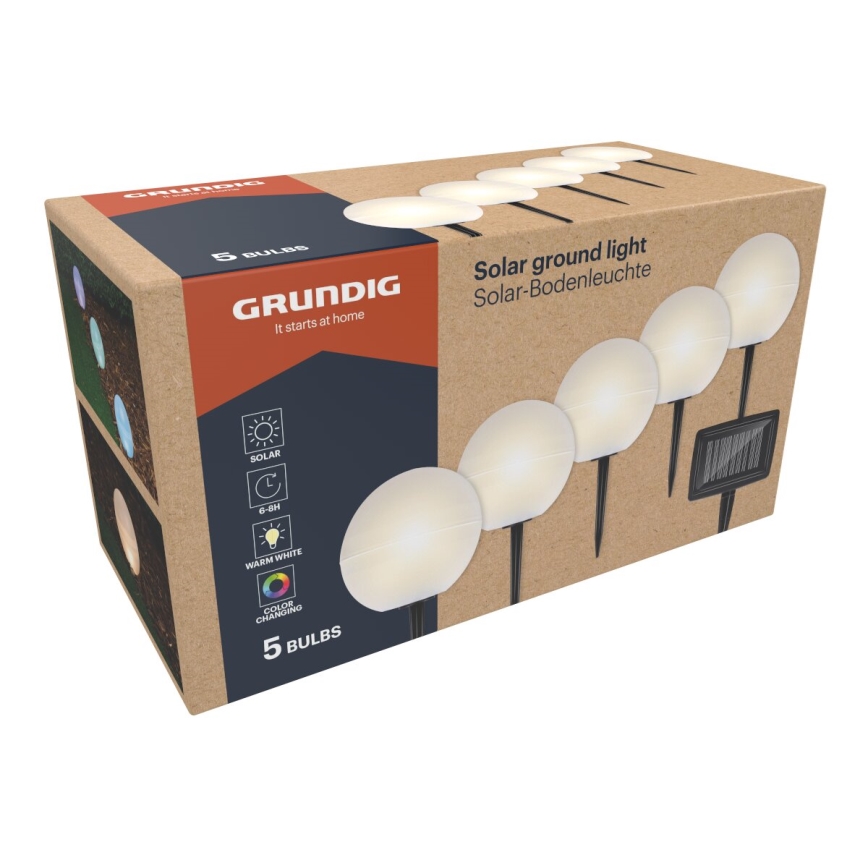 Grundig - ZESTAW 5x LED RGBW  Lampa solarna LED/3,2V IP44