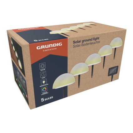 Grundig - ZESTAW 5x LED RGBW Lampa solarna LED/3,2V IP44