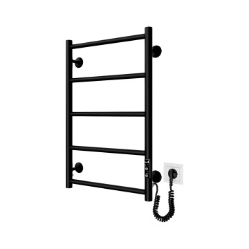 Grzejnik drabinkowy do łazienki CLASSIC 65W/230V 65x43 cm stal nierdzewna/czarny prawy