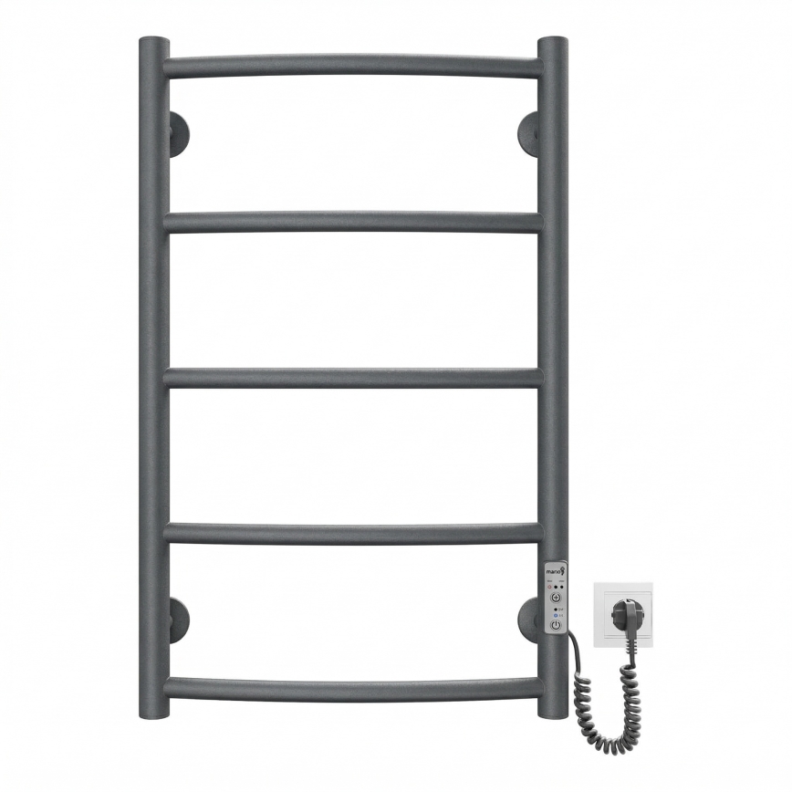 Grzejnik łazienkowy drabinkowy CLASSIC 65W/230V 66x42 cm stal nierdzewna/antracyt prawy