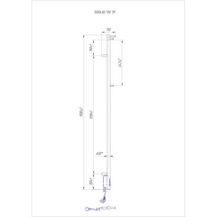 Grzejnik łazienkowy RAY 35W/230V 150x30 cm IP44 stal nierdzewna/antracyt