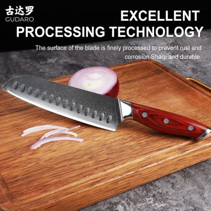 Gudaro - 7-częściowy zestaw noży kuchennych w bloku KENSHO, akacja