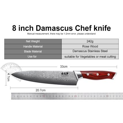 Gudaro - 7-częściowy zestaw noży kuchennych w bloku KENSHO, akacja