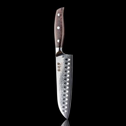 Gudaro - Damasceński nóż kuchenny Santoku SHIRO 7, 67 warstw stali, długość 17,5 cm