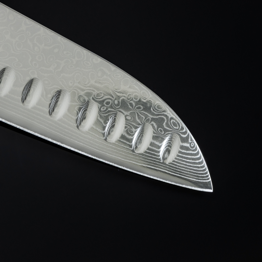 Gudaro - Damasceński nóż kuchenny Santoku SHIRO 7, 67 warstw stali, długość 17,5 cm