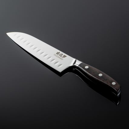 Gudaro - Damasceński nóż kuchenny Santoku SHIRO 7, 67 warstw stali, długość 17,5 cm