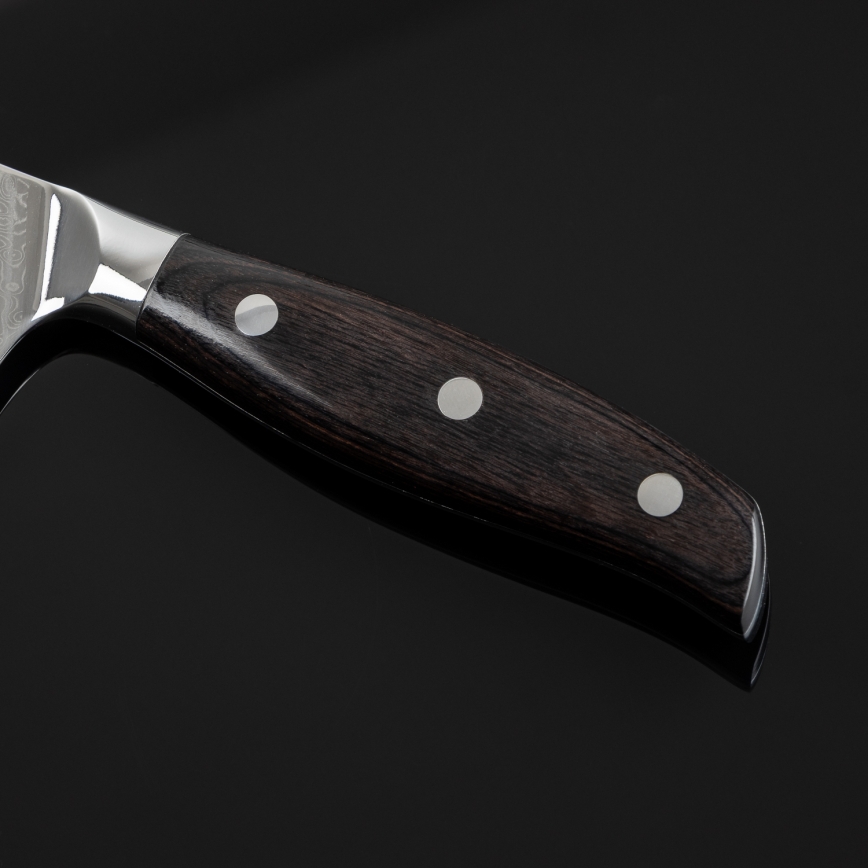 Gudaro - Damasceński nóż kuchenny Santoku SHIRO 7, 67 warstw stali, długość 17,5 cm