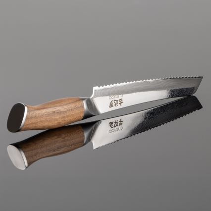 Gudaro - Nóż do pieczywa z damastu TAKUMI 8, 67 warstw stali, długość 20 cm, orzech