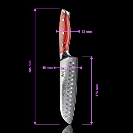 Gudaro - Damaśkowy nóż kuchenny Santoku KENSHO 7, 67 warstw stali, długość 17,5 cm
