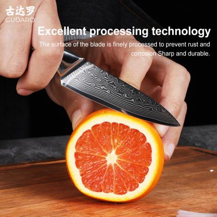 Gudaro - Damaszkowy nóż kuchenny KENSHO 3,5, 67 warstw stali, długość 9,5 cm