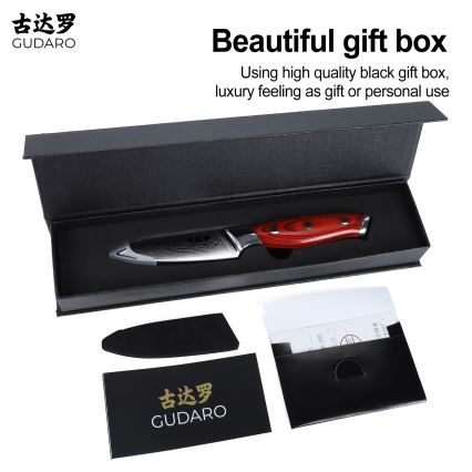 Gudaro - Damaszkowy nóż kuchenny KENSHO 3,5, 67 warstw stali, długość 9,5 cm