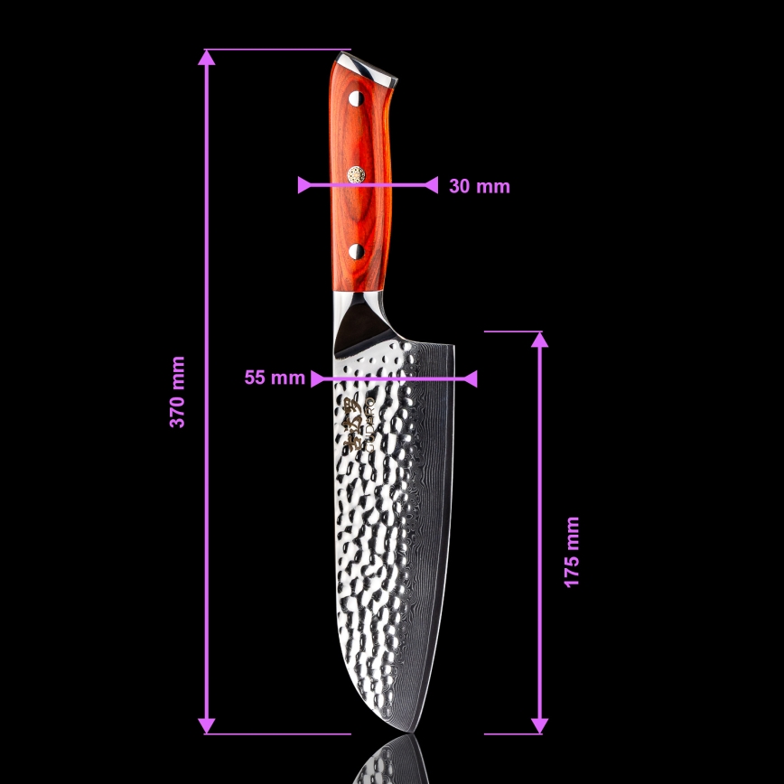 Gudaro - Damaszkowy nóż kuchenny Santoku MIYABI 7, 67 warstw stali, długość 17,5 cm
