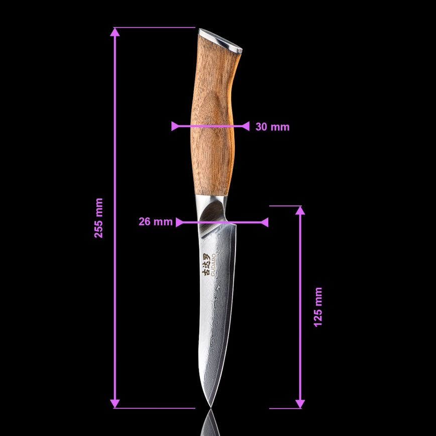 Gudaro - Uniwersalny nóż kuchenny TAKUMI 5, damasceński, 67 warstw stali, długość 12,5 cm, orzech