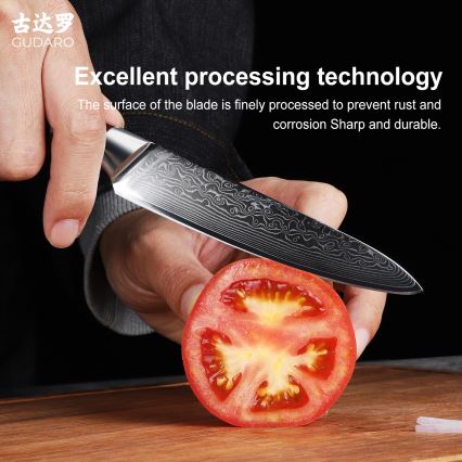 Gudaro - Nóż uniwersalny kuchenny damasceński KENSHO 5, 67 warstw stali, długość ostrza 12,5 cm