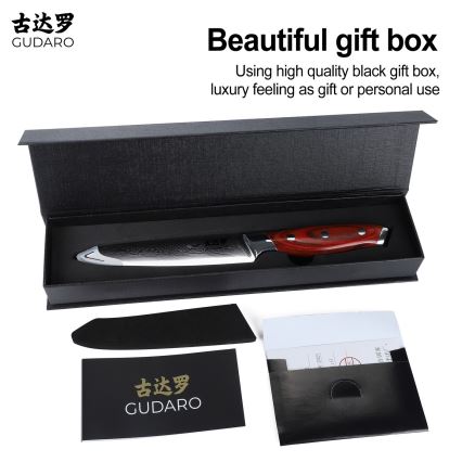 Gudaro - Nóż uniwersalny kuchenny damasceński KENSHO 5, 67 warstw stali, długość ostrza 12,5 cm