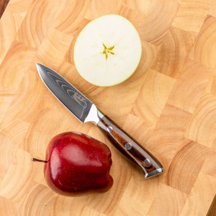 Gudaro - ZESTAW 1x damasceński nóż szefa kuchni FENG 8, 67 warstw stali, długość 20 cm + 1x damasceński nóż kuchenny Santoku FENG 7,5, 67 warstw stali, długość 18 cm + 1x GRATIS damasceński nóż kuchenny FENG 3,5, 67 warstw stali, długość 9,5 cm