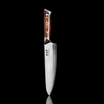 Gudaro - ZESTAW 1x damasceński nóż szefa kuchni FENG 8, 67 warstw stali, długość 20 cm + 1x damasceński nóż kuchenny Santoku FENG 7,5, 67 warstw stali, długość 18 cm + 1x GRATIS damasceński nóż kuchenny FENG 3,5, 67 warstw stali, długość 9,5 cm