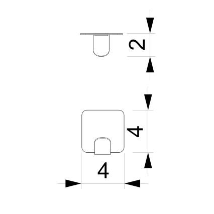 Haczyk ścienny 4x4 cm czarny