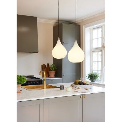 Halo Design 407931 - Lampa wisząca na przewodzie DROPS 1xE27/40W/230V Ø 30 cm biały/matowy chrom