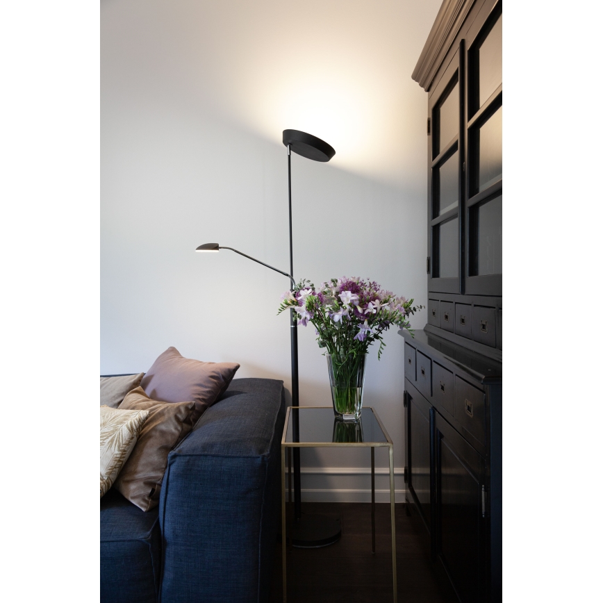 Halo Design 716067 - Ściemnialna lampa stojąca LED VEGAS LED/20W/230V + LED/5W czarny/błyszczący chrom