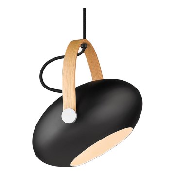 Halo Design 734344 - Lampa wisząca na przewodzie DC 1xE27/40W/230V Ø 26 cm czarny/dąb