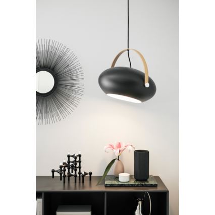 Halo Design 734382 - Lampa wisząca na lince DC 1xE27/40W/230V Ø 40 cm czarna/dąb