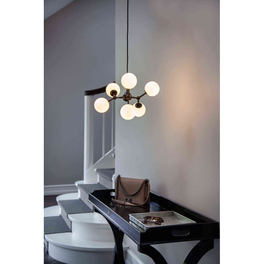 Halo Design 736546 - Żyrandol na linkach ATOM 6xG9/28W/230V Ø 45 cm czarny/biały