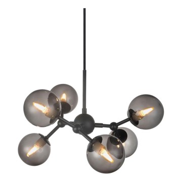 Halo Design 736553 - Lampa wisząca na przewodzie ATOM 6xG9/28W/230V śr. 45 cm czarny/dymiony