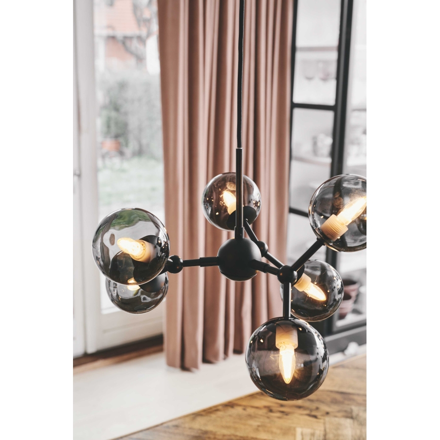Halo Design 736553 - Lampa wisząca na przewodzie ATOM 6xG9/28W/230V śr. 45 cm czarny/dymiony