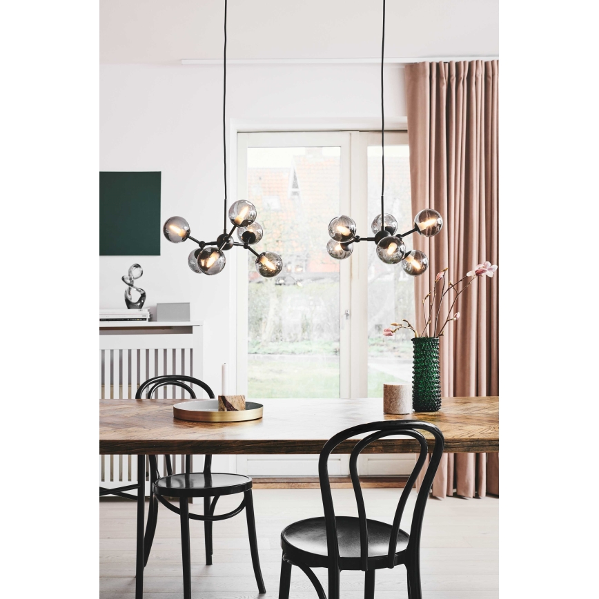 Halo Design 736553 - Lampa wisząca na przewodzie ATOM 6xG9/28W/230V śr. 45 cm czarny/dymiony