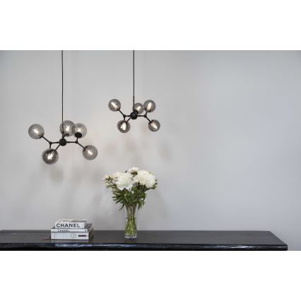 Halo Design 736553 - Lampa wisząca na przewodzie ATOM 6xG9/28W/230V śr. 45 cm czarny/dymiony