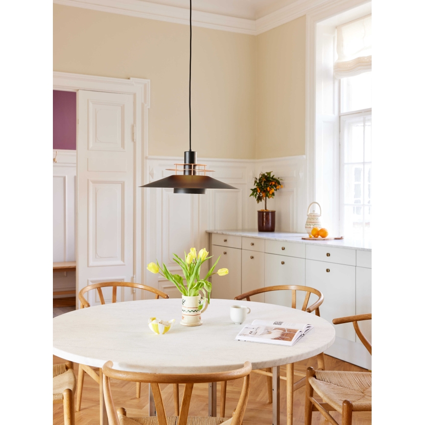 Halo Design 744503 - Lampa wisząca na przewodzie RIVOLI 1xE27/40W/230V Ø 50 cm czarna/miedziana