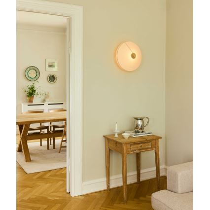 Halo Design 745104 - Kinkiet PARIS 1xE27/40W/230V śr. 40 cm biały/mosiądz/dąb
