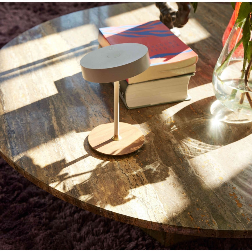 Halo Design 745760 - Ściemnialna ładowalna lampa stołowa ON THE MOVE LED/2,5W/4000 mAh biała/drewno