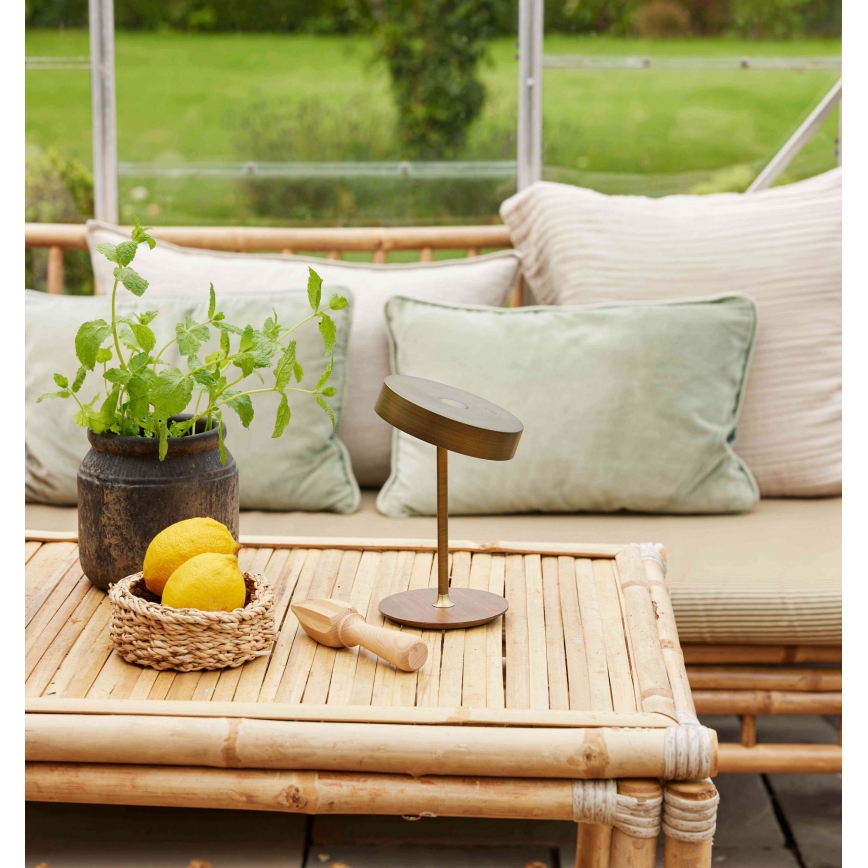 Halo Design 745784 - ściemnialna ładowalna lampa stołowa LED ON THE MOVE LED/2,5W/4000 mAh mosiądz/drewno