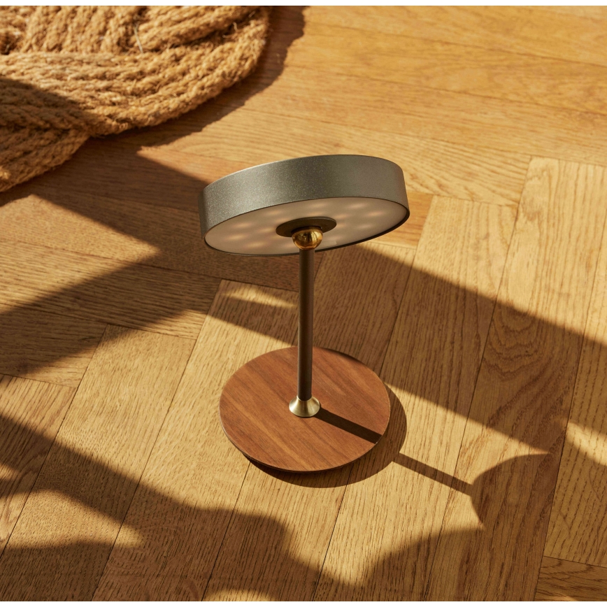 Halo Design 745791 - ładowalna, ściemnialna lampka biurkowa ON THE MOVE LED/2,5W/4000 mAh szara/drewno