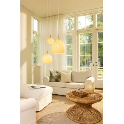 Halo Design 747931 - Lampa wisząca na lince TOSCANA 1xG9/28W/230V śr. 18 cm, beżowa/mosiądz