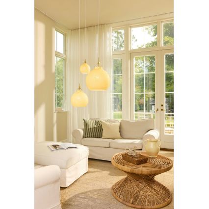 Halo Design 748075 - Lampa wisząca na lince TOSCANA 1xE27/40W/230V śr. 36 cm, beżowa/mosiądz