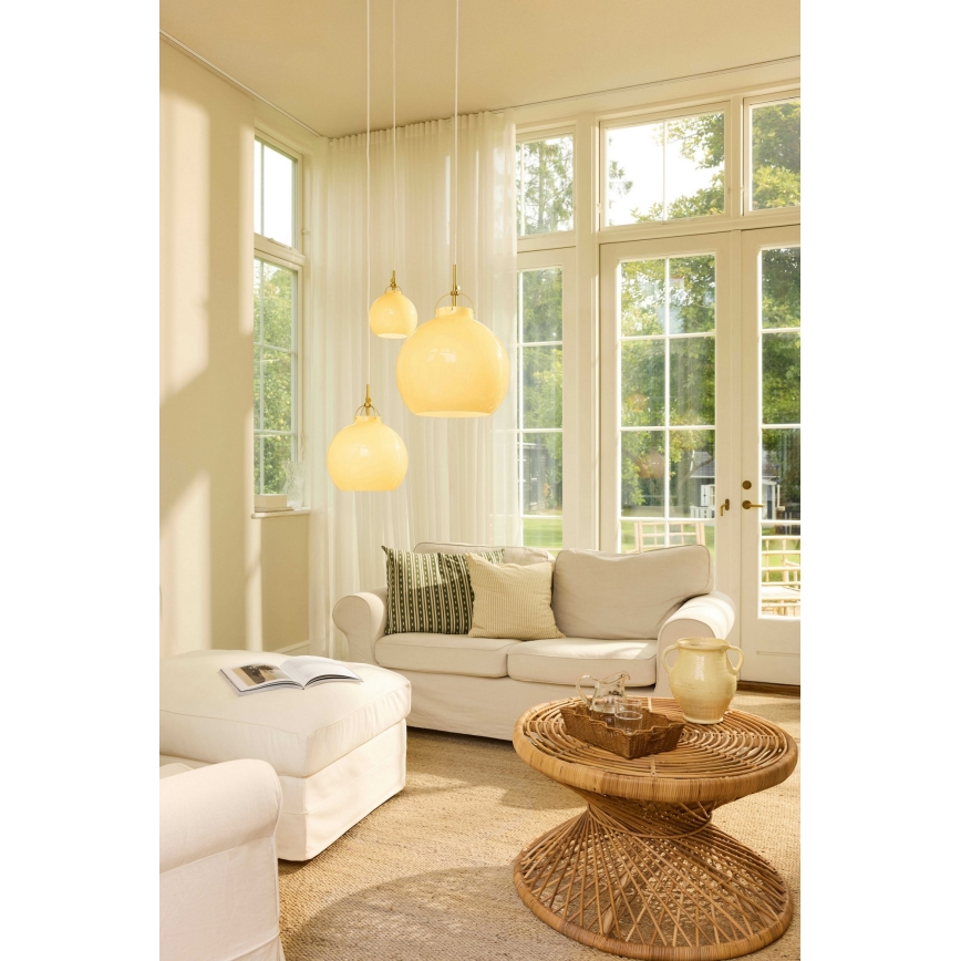 Halo Design 748075 - Lampa wisząca na lince TOSCANA 1xE27/40W/230V śr. 36 cm, beżowa/mosiądz