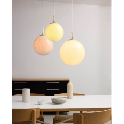 Halo Design 748488 - Lampa wisząca na lince CANDY 1xE27/25W/230V śr. 25 cm różowa/mosiądz