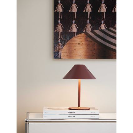 Halo Design 800834 - ściemnialna zewnętrzna ładowalna lampa stołowa HYGGE LED/3W/4000 mAh IP54 bordowa