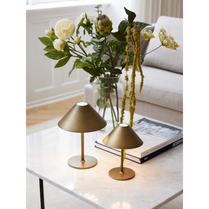 Halo Design 800841 - Ściemnialna zewnętrzna ładowalna lampa stołowa HYGGE LED/3W/4000 mAh IP54 mosiądz